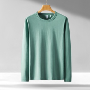 T-shirt à manches longues pour homme, col rond, couleur unie, tricot en coton, coupe décontractée, respirant, design uni - Product Image 3
