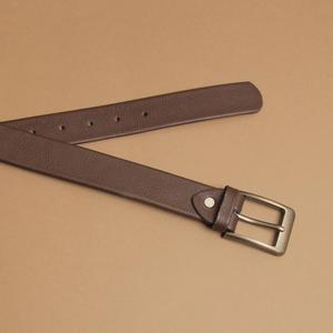 Ceinture pour homme en cuir de vachette de haute qualité, boucle carrée en cuivre, double couture, tressée, 35 mm, texture fine, usage quotidien décontracté - Product Image 4