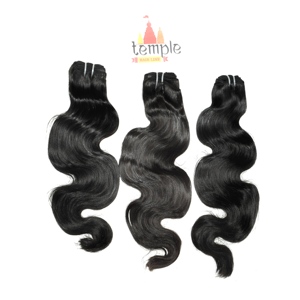Extensions de cheveux naturels indiens Remy Body Wave, cuticules alignées, qualité Temple, simples ou doubles, pour pose adhésive noire naturelle - Product Image 2