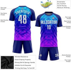 Custom Blue <b>Cloud</b> Pattern Soccer Jersey Set Men Short Sleeve Moisture Wicking Athletic Fit All Season Team Kit - Product Image 5
