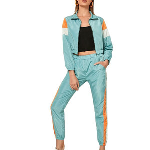 <b>Women's</b> Windbreaker Tracksuit Set Hooded <b>Jacket</b> and Pants Breathable Quick Dry Color Block Sportswear - Product Image 5