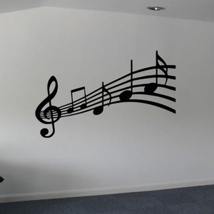 Décoration murale en bois de Sheesham avec notes musicales - Design artisanal en bois en forme de portative musicale - Product Image 3