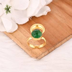 <b>Adjustable</b> Green Hydro Brass <b>Ring</b> Handmade Gemstone Jewelry for Women - Product Image 4