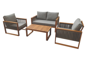 Ensemble de meubles d'extérieur modernes en bois d'acacia solides et durables avec coussins pour jardins, cours, villas Fabricant du Vietnam - Product Image 2