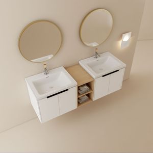 Mobile da Bagno con Chiusura Ammortizzata da 60 Pollici con Lavabo e Piccoli Ripiani Portaoggetti BVC07460WHLTK - Product Image 6