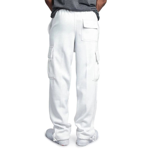 Men's <b>White</b> <b>Cargo</b> Sweatpants Elastic Waist Multiple Pockets Casual Style Breathable Cotton Autumn Wear - Product Image 4