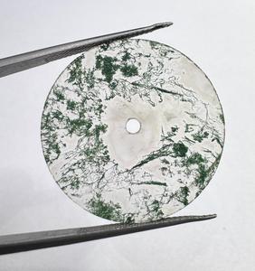 Esfera de Reloj de Ágata Musgosa Natural, 28.50mm, Verde/Blanco, 1mm de Grosor, Estilo Clásico, Elegante, Vintage, de Lujo, Orificio Central de 2mm, para Relojes - Product Image 1