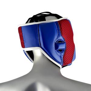 Protector de Cabeza para Boxeo, de Cuero PU, Transpirable, Resistente a Impactos, Unisex, para Adultos, Protección Deportiva para la Cabeza, Azul y Rojo con Malla - Product Image 6