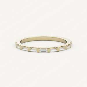 14k <b>Gold</b> Horizontal Baguette Cut Lab Grown Diamond Stackable <b>Ring</b> 0.25ct Bar Bar <b>Set</b> Dainty Jewelry Factory Supplier Wholesale - Product Image 4
