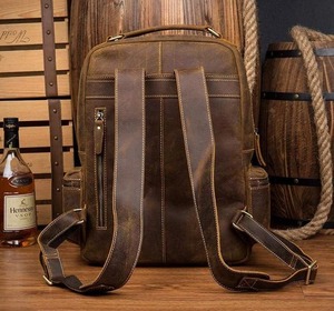 Elegant Vintage Leather <b>Backpack</b> <b>Waterproof</b> Anti-Theft Laptop Rucksack Genuine Leather Daypack LBP-0370 - Product Image 5