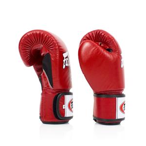 นวมชกมวยหนังแท้สีแดง Fairtex แบบรัดข้อมือด้วยแถบตีนตุ๊กแก กันลม กันลื่น ระบายอากาศได้ดี อุปกรณ์ฝึกซ้อมสำหรับผู้ใหญ่ ใช้ได้ทั้งชายและหญิง - Product Image 4
