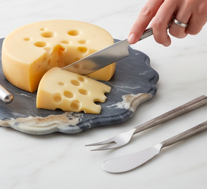 Juego de cuchillos para queso de acero inoxidable, 4 piezas, tenedor, espátula, utensilios duraderos plateados para queso, para el hogar y la cocina - Product Image 5