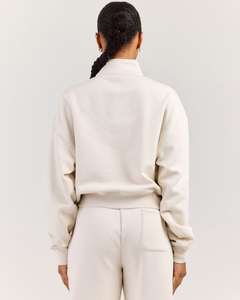Sudadera de mujer de invierno con lavado ácido, forro polar de punto, media cremallera, logotipo personalizado, manga larga, cuello alto, oversize - Product Image 6