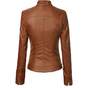 Chaqueta de Motocicleta de Cuero para Mujer, Resistente al Viento, de Alta Calidad, Tejido Personalizable, Logotipo Personalizado, Color Personalizado, Cierre de Cremallera - Product Image 1