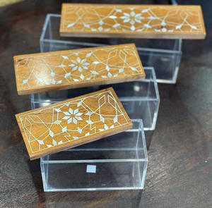 กล่องช็อคโกแลตไม้อเนกประสงค์พร้อมฝาไม้หรูหราและไข่มุกสำหรับช็อคโกแลตวันที่และสินค้าอื่นๆจากอินเดีย - Product Image 2