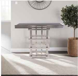 Modern Hotel-Style Metal <b>Console</b> <b>Table</b> with Storage Rectangular Design Decorative Geometric <b>Legs</b> for Entryway - Product Image 6