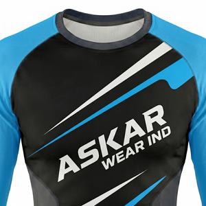 Chemise de performance à manches longues pour homme Askar, noire et bleue, imprimée par sublimation, séchage rapide, avec logo frontal, pour adulte - Product Image 5