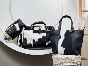 New Arrival 3-Piece Genuine Cowhide Leather Travel Set Duffel <b>Bag</b> Tote & Toiletry Pouch Hair-On Hide Luggage Set <b>for</b> <b>Men</b> & Women - Product Image 6