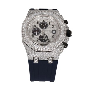Diamond Tester Pass Custom Hip Hop Moissanite Luxury <b>Mens</b> Automatic <b>Blue</b> Rubber Belt Wrist <b>Watch</b> With VVS Clarity - Product Image 5