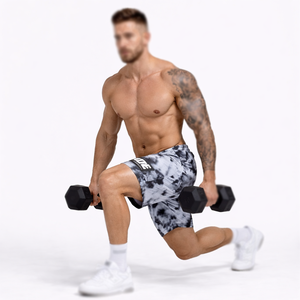 Pantalones Cortos Deportivos Sublimados en Blanco y Negro, MOE Tie Dye, Ropa Deportiva para Gimnasio, Cordón Elástico, Producción de Ropa Deportiva Personalizada - Product Image 4