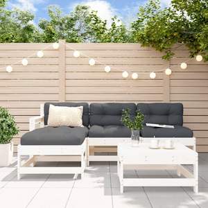 Ensemble de salon de jardin en bois de pin massif blanc et anthracite avec tissu Oxford durable et pratique - Product Image 1