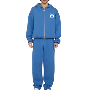 Sweat-shirt à capuche zippé unisexe Pak Muntaha Impex bleu, coupe oversize, en polaire, décontracté, pour l'automne, tricoté, 100% coton - Product Image 3