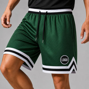 Men's <b>Black</b> Mesh Bermuda Shorts With White Stripe Drawstring Quick Dry Sporty Workout Basketball Shorts - Product Image 2
