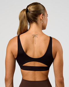 Soutien-gorge de sport sans couture à col en V profond pour femme, maintien moyen, couleur unie, haut de yoga et d'entraînement, bretelles réglables, Spandex Polyester - Product Image 6
