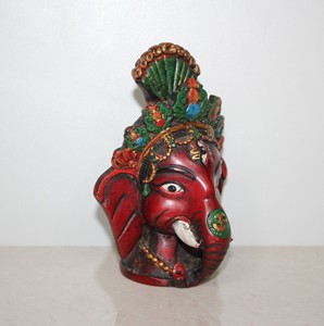 Estatua de Cabeza de Ganesha de Resina al por Mayor |   Ídolo del Dios Elefante Indio Ganpati para el Templo del Hogar y Decoración de Paredes |   Mano Religiosa Tradicional - Product Image 6