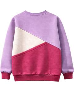 Sudadera de mujer con bloques de color lavanda y rosa, cuello redondo, estilo casual, holgada, personalizada, de moda, para invierno. - Product Image 2