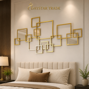 Daystar Trade Modern Abstract <b>Geometric</b> Rectangle Metal <b>Wall</b> Sculpture Gold Plated Contemporary <b>Art</b> Decor Living Room Wedding - Product Image 1