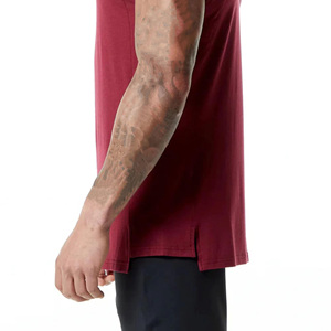 Men's Maroon Sleeveless Breathable 240g Cotton Bamboo Fiber Knitted Tank Top Crew Neck Solid Color Casual Fit Front Logo - Product Image 6