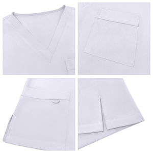 Conjunto de uniforme médico blanco de alta calidad para hombre, de algodón y poliéster tejido, con pantalones con bolsillos y listo para la detección de agujas. - Product Image 4