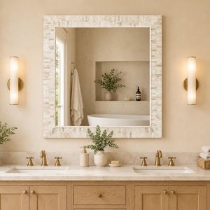 Miroir mural hexagonal décoratif moderne en os incrusté, fait main, avec cadre de Noël - Product Image 2