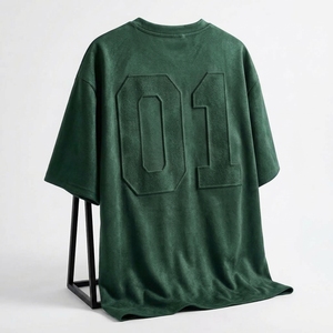 เสื้อยืดโอเวอร์ไซส์ผ้าฝ้าย 100% เนื้อหนา พิมพ์ลายนูน 3 มิติ พรีเมียม แฟชั่น เรียบง่าย สั่งทำได้ สำหรับผู้ชายและผู้หญิง เสื้อแขนกุดลำลอง - Product Image 1