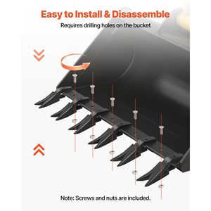 Barra Dentata Rinforzata a 6 Denti per Benna, per Trattore, Caricatore, Skidsteer, Capacità di Carico 4560 Libbre, Bullone Te 45.2 - Product Image 4