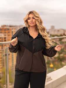 Conjunto Deportivo Unisex de 2 Piezas con Capucha y Cremallera, Bloques de Color Blanco y Negro, Ajuste Holgado, Transpirable, de Poliéster, Largo Completo - Product Image 6
