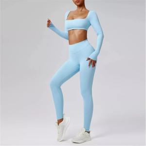 Vêtements de sport en promotion, vêtements de gym, vêtements de yoga, ensemble de soutien-gorge de sport et pantalon long, vêtements de yoga fitness pour femmes - Product Image 3