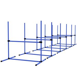 Set di 6 Pezzi Blu per Agility Canina, Barre Regolabili in Altezza con Borsa per il Trasporto, Barra Superiore Rimovibile per Addestramento Animali Domestici - Product Image 1