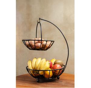 Cesta de Frutas de Alambre de Hierro Más Vendida, Cestas Decorativas Redondas de Lujo con Acabado Negro para Mesa, Cestas de Almacenamiento Decorativas de 3 Niveles - Product Image 2