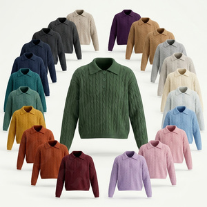 Pull en maille tendance et élégant à col polo, confortable pour homme, vente en gros, chemises polo en coton et polyester - Product Image 1
