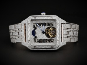 Reloj Mecánico Rectangular de Lujo con Incrustaciones de Diamantes, Fase Lunar, Correa de Acero Inoxidable, Esfera Analógica de 38 mm, Unisex - Product Image 4