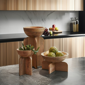 Juego de cuencos de madera con soporte - Product Image 3