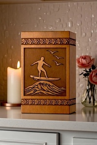 Handmade Eco-Friendly Durable Wooden Cremation Urn for Surfer <b>Memorial</b> Personalized Ashes <b>Box</b>-200 Cubic Inch Capacity - Product Image 6