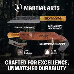 Cuchillo de Camping Norse Dragon Seax, Acero de Damasco, Mango de Acero Quemado, Hecho a Mano, Funda de Cuero Cosida, HRC60-65 - Product Image 5