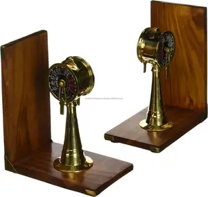 Conjunto de 2 fornecedores de telégrafo decorativo de madeira e latão para navio náutico de bronze com design mais recente na Índia