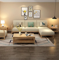 Modernes Massivholz-Stoffsofa-Set für 6 Personen, L-förmig, Höhenverstellbar, Anpassbare Größe und Farbe, für Wohnzimmer und Apartments, Premium-Qualität