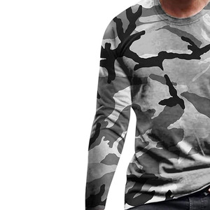 T-shirt de compression respirant à manches longues camouflage personnalisé en tissu extensible pour collections de vêtements de sport pour hommes - Product Image 5