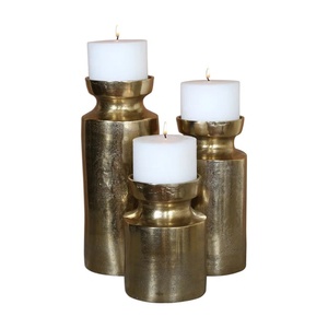 Modern Hammered <b>Silver</b> Pillar Candle Holder Set of 3 Industrial Metal Cylindrical <b>Candlesticks</b> for Luxury Home & Hotel Decor - Product Image 3
