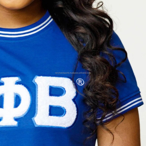 เสื้อยืดแขนสั้นสีน้ำเงิน Zeta Phi Beta พิมพ์ลายตัวอักษรด้านหน้า แต่งขอบตัดกัน คอทรงโอ ผ้าฝ้ายถัก 100% ทรงพอดีตัว - Product Image 6